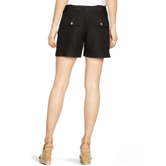 White House Black Market Linen Black Cargo‎ Shorts Women's Size 4 Short - Picture 5 of 5